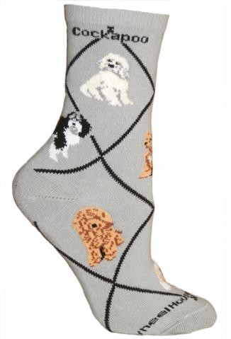 Cockapoo Sock on Gray Size 9-11