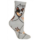 Australian Cattle Dog Sock on Gray Size 9-11